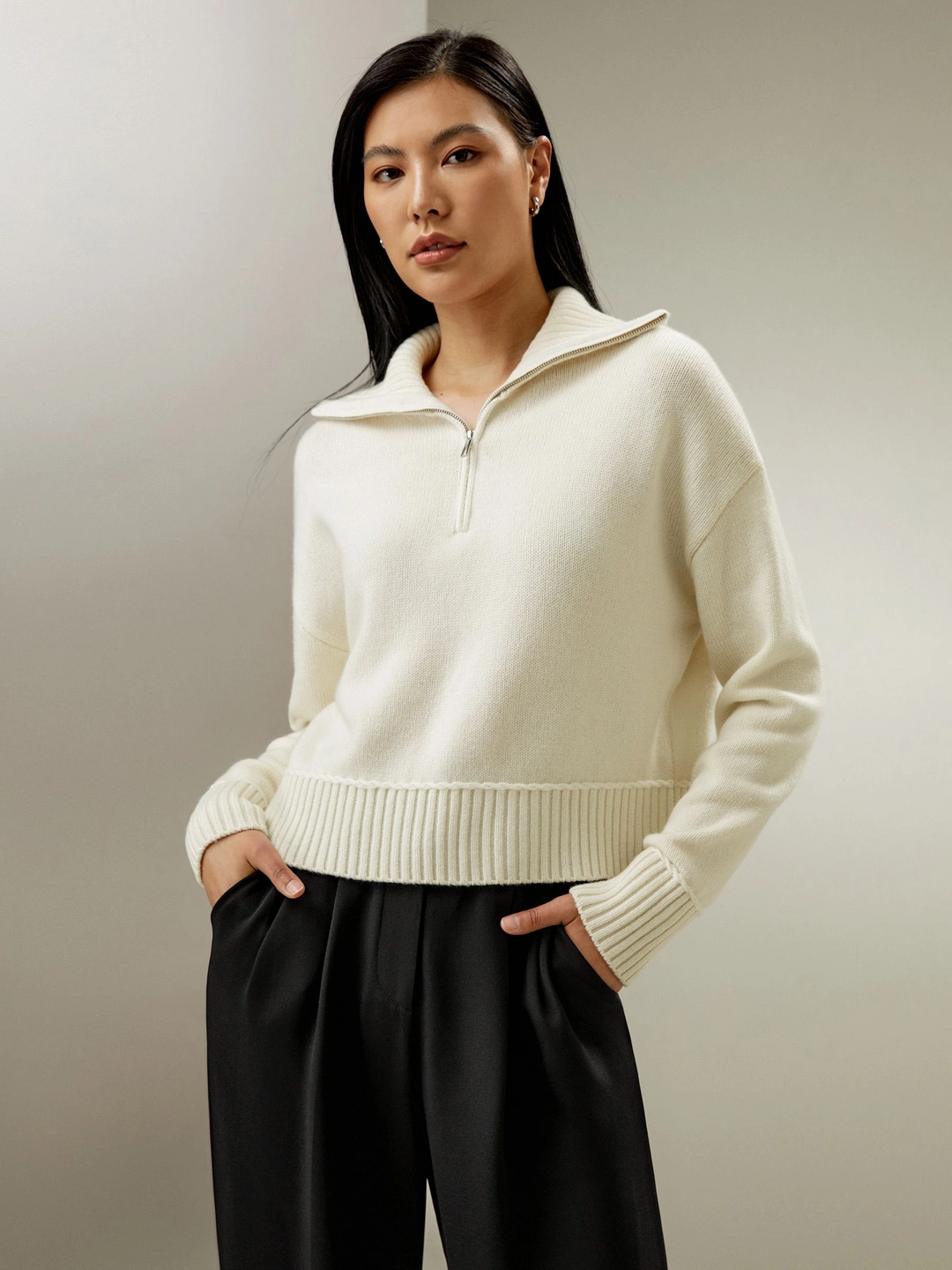 LILYSILK Pull Femme Cachemire Poignets Et Ourlets Côtelés Laine-Cachemire Sophistiqué Et Élégant Les Essentiels De La Garde-Robe Rouge L