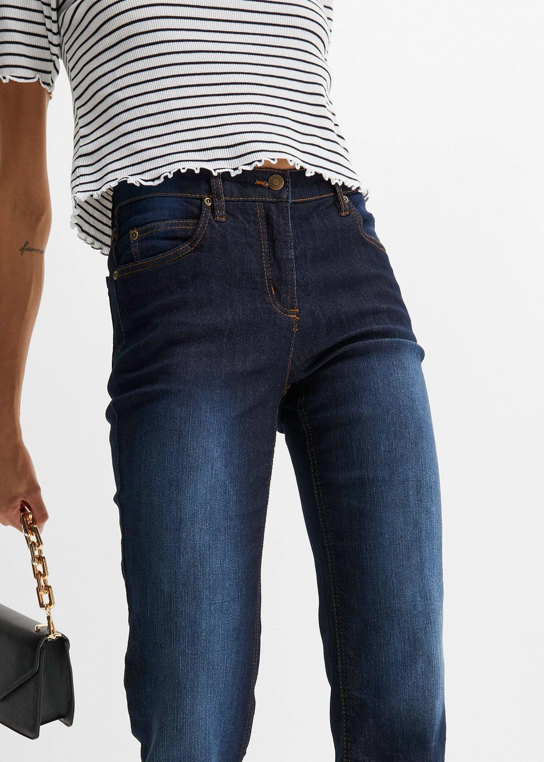 Jean droit taille mi-haute, extensible