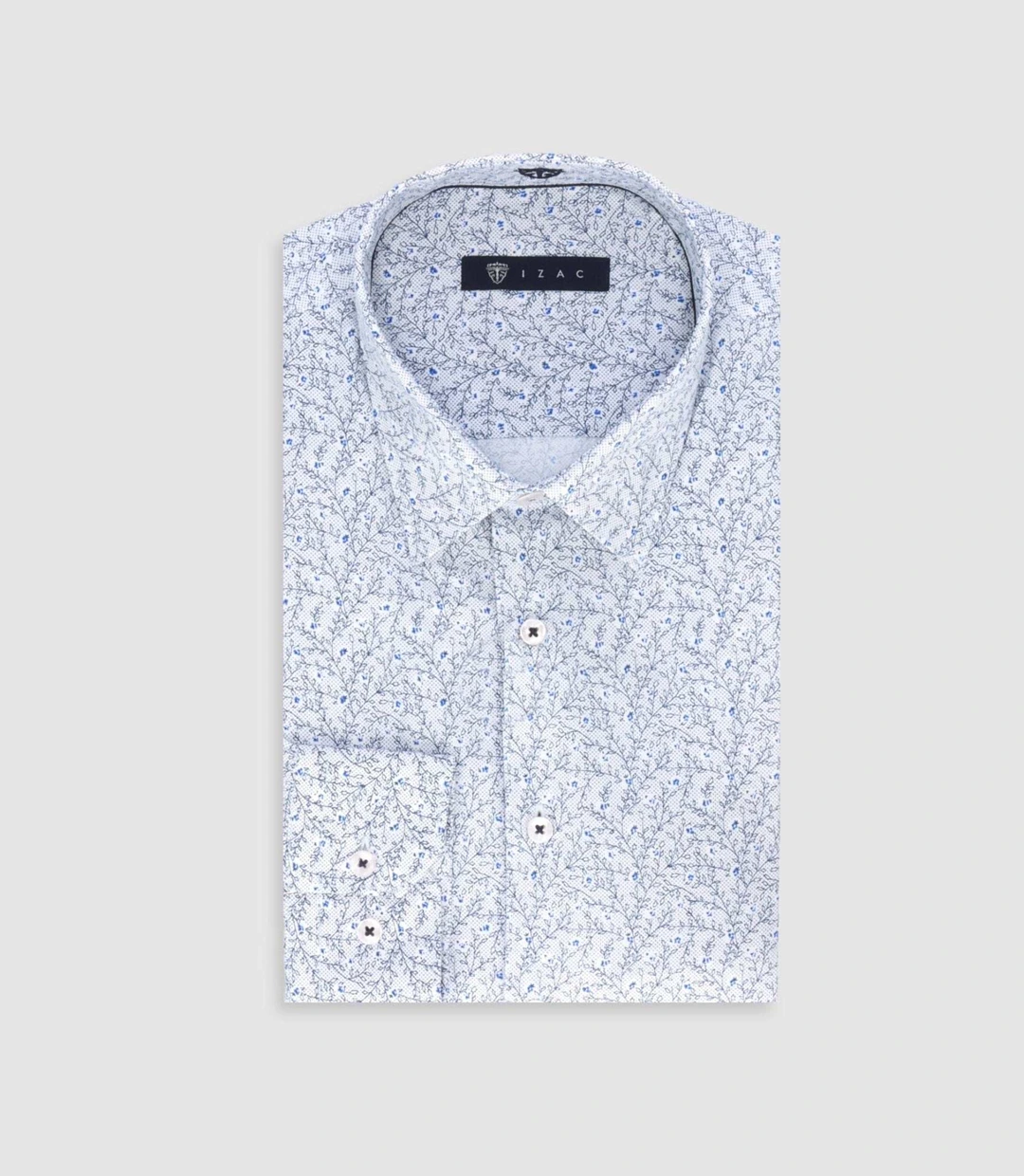 IZAC - Chemise slim à imprimé floral marine MARECKOUT