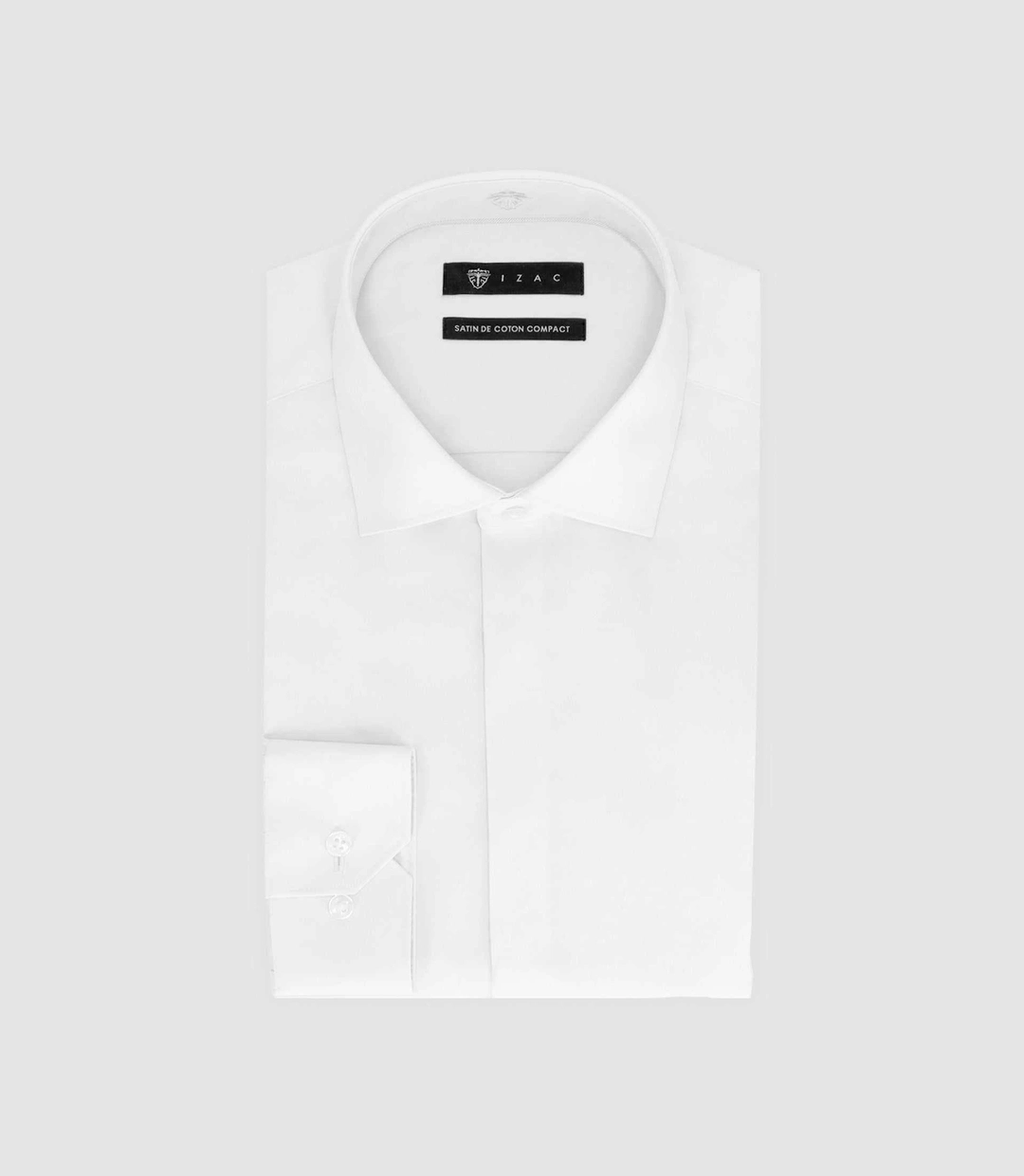 IZAC - Chemise slim en satin de coton blanc SATINCACH