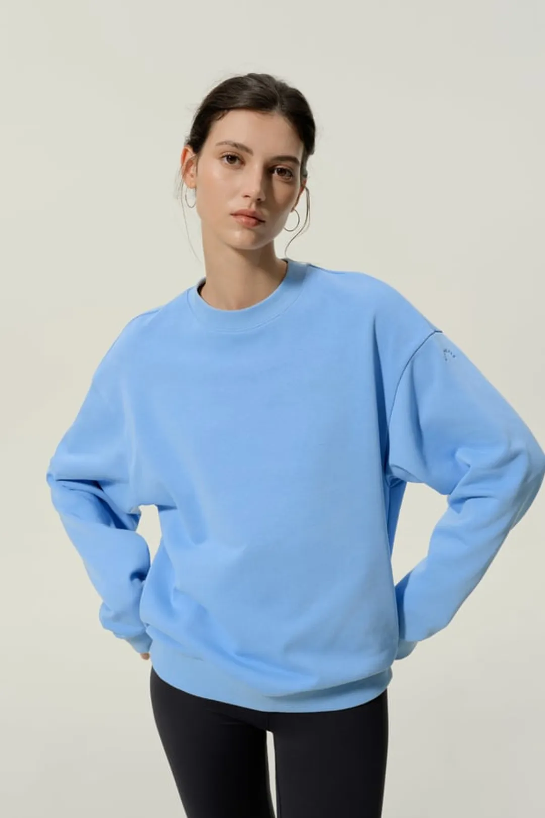 LILYSILK Sweatshirt Ras du Cou Porchlight Balance Noir XL - SILKERRY Doux et Confortable, Épaules Tombantes, Coupe Décontractée