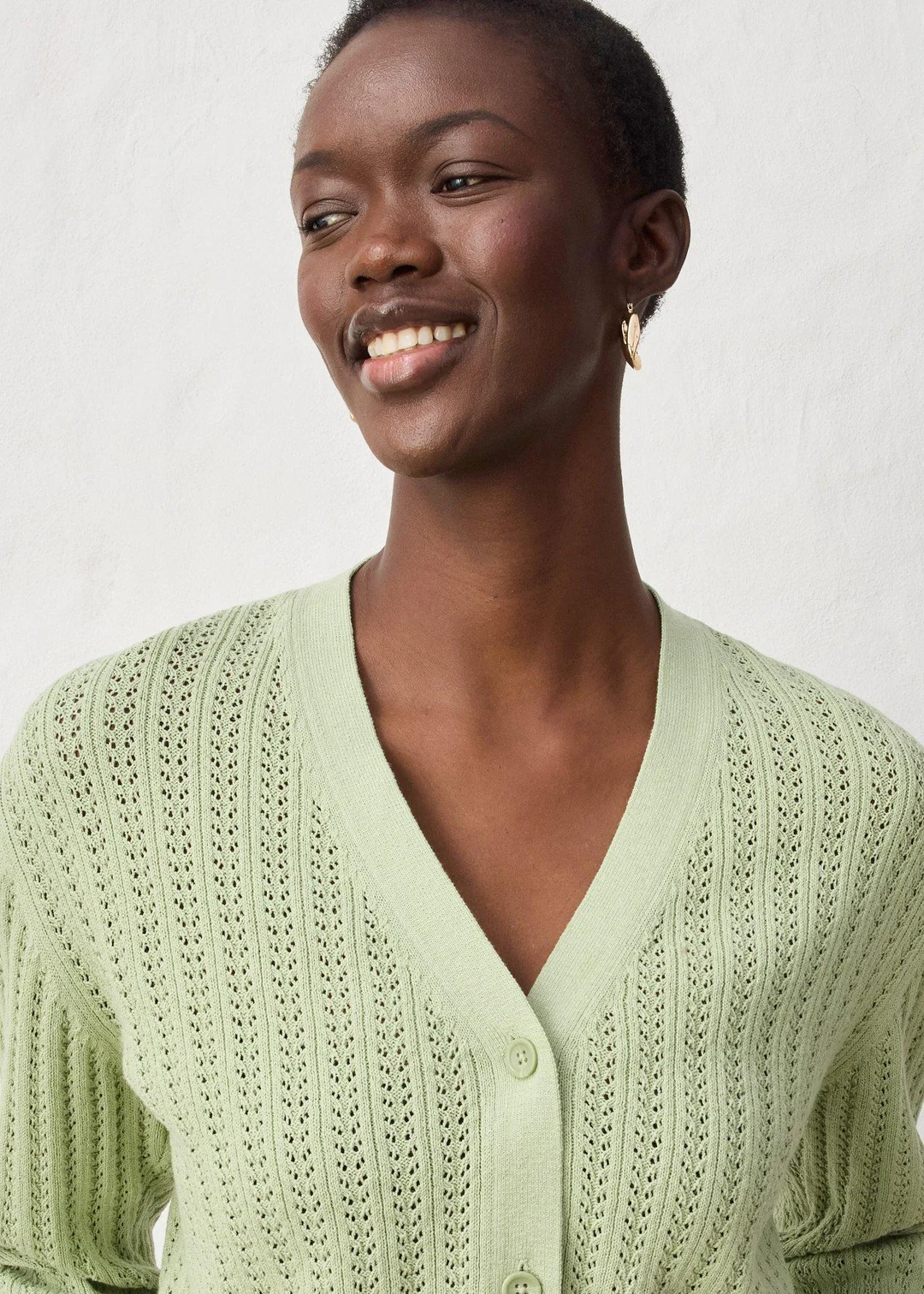 Gilet en maille ajourée avec lin - 3