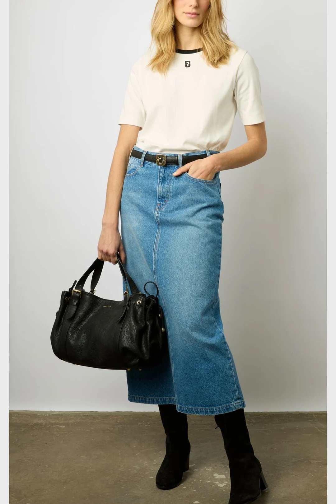 T-shirt col rond à logo - MARLYNE - Ecru