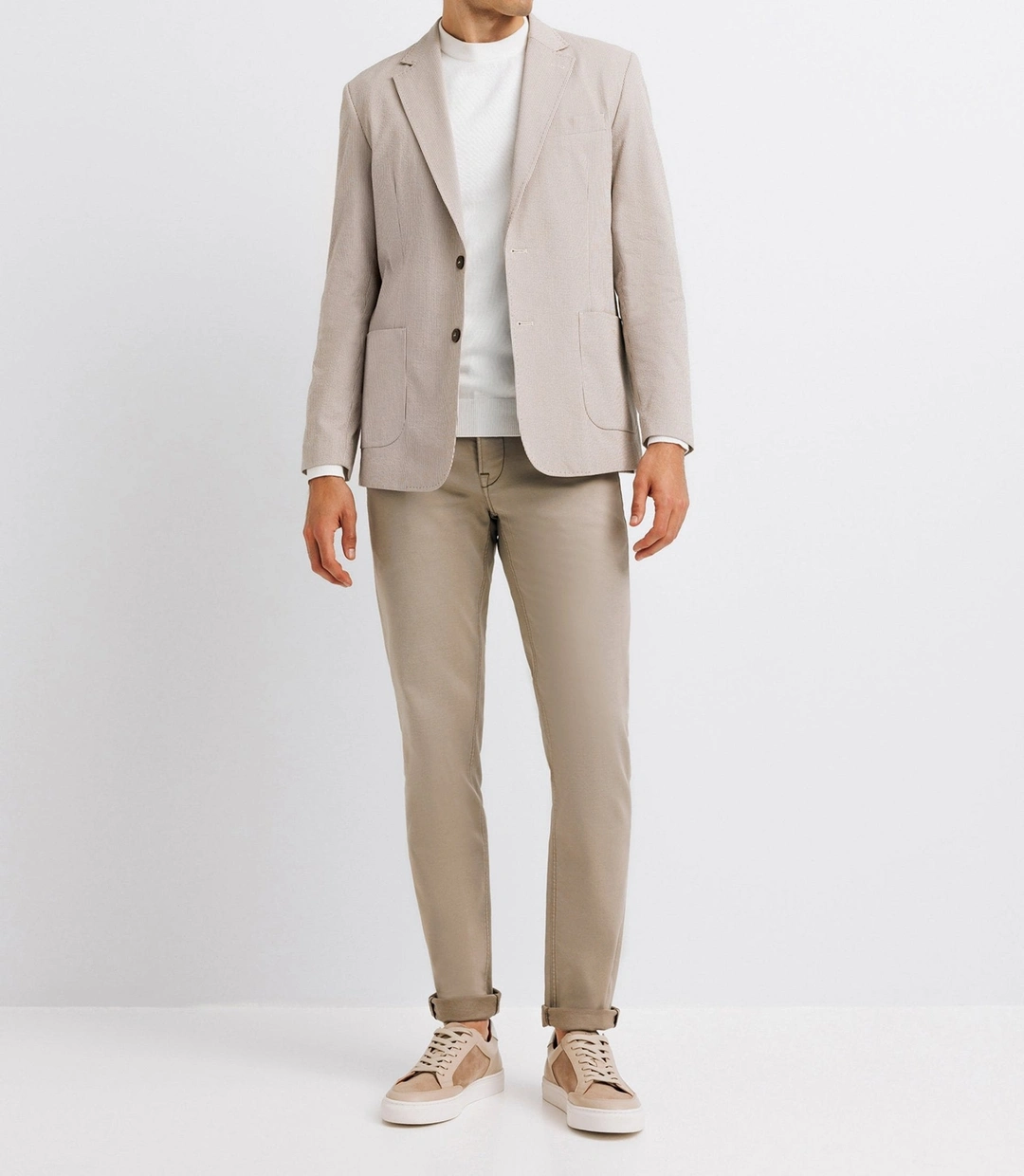 IZAC - Veste casual seersucker beige