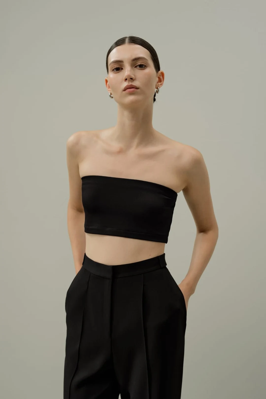 LILYSILK Haut Bandeau Jersey Silk Breeze Noir XS - Léger, Respirant et Frais