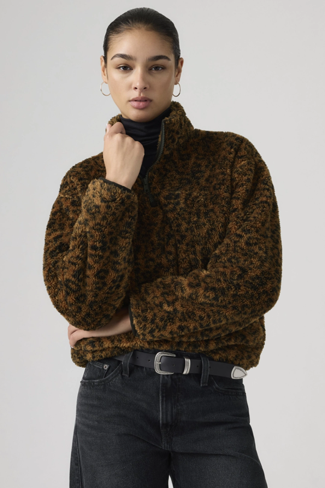 Levi's Sweat Shirt 1/4 Zip Sherpa Gemma - Femme - Vert / Mountain View - XS