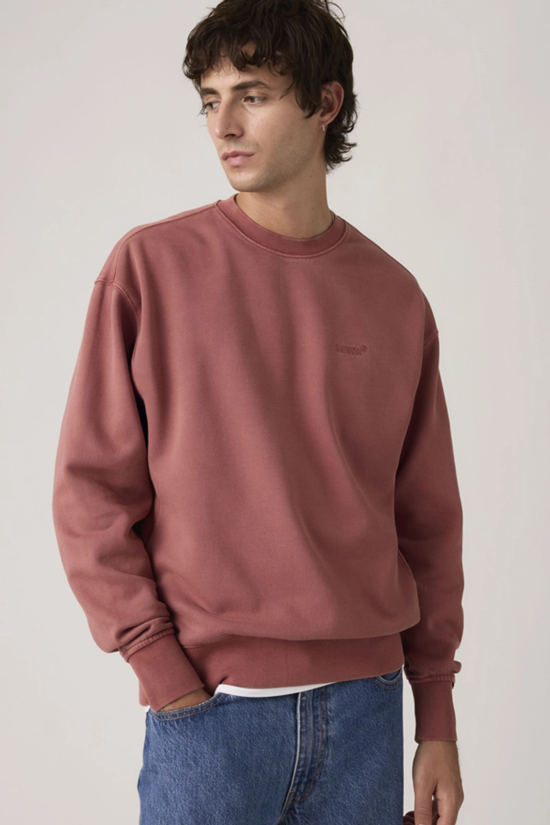 Levi's Sweat Shirt Col Rond Authentic - Homme - Marron / Garment Dye H225 Maitake Brown - M