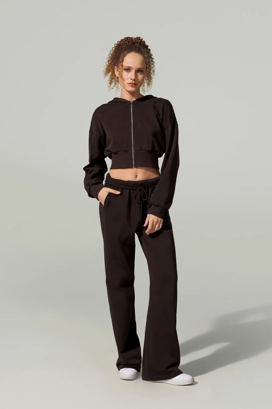 LILYSILK Sweat à Capuche Seamflow Drift Gris Chiné S - Doux, Respirant et Confortable en Soie Mélangée, Coupe Courte
