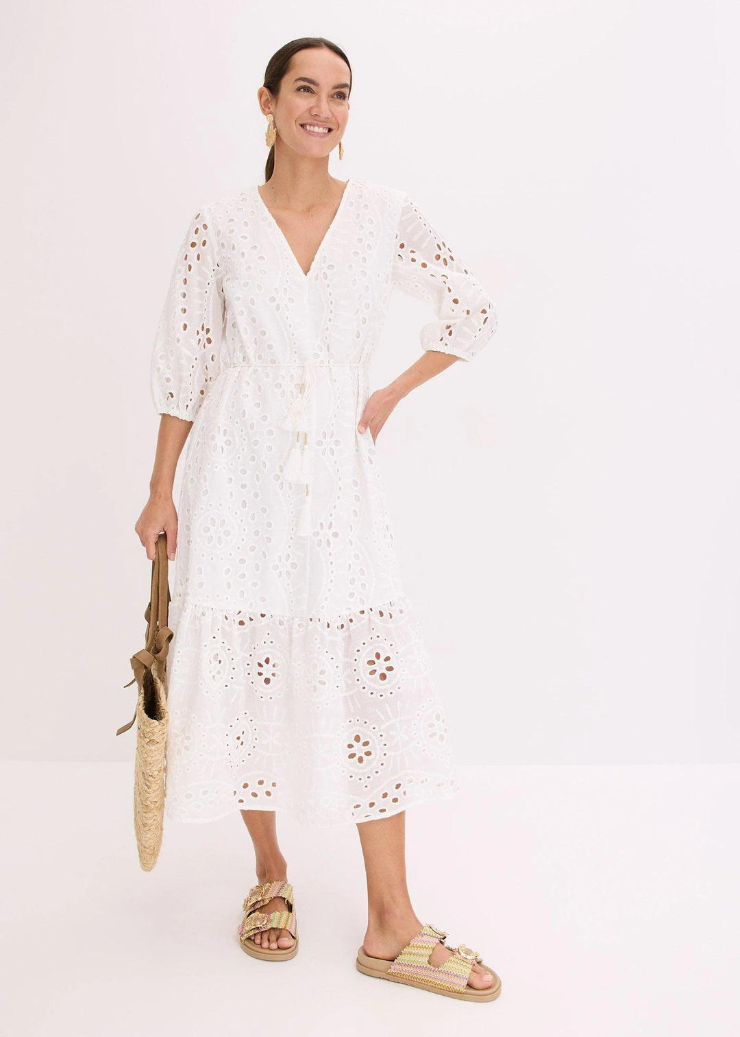 Robe midi en broderie anglaise 100% coton - 2