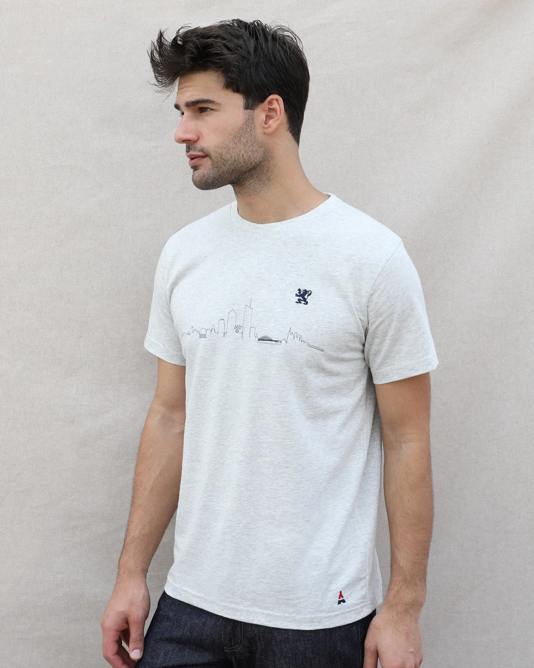 T-SHIRT SKYLINE LYON GRIS | COTON BIO | MAISON FT X VILLE DE LYON