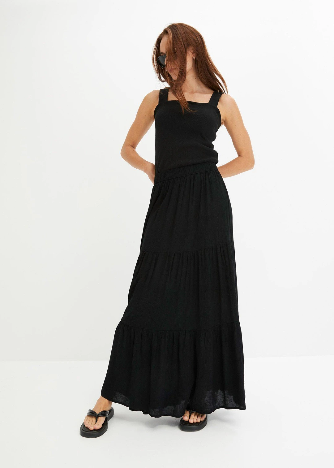 Jupe longue étagée en viscose texturée - 2