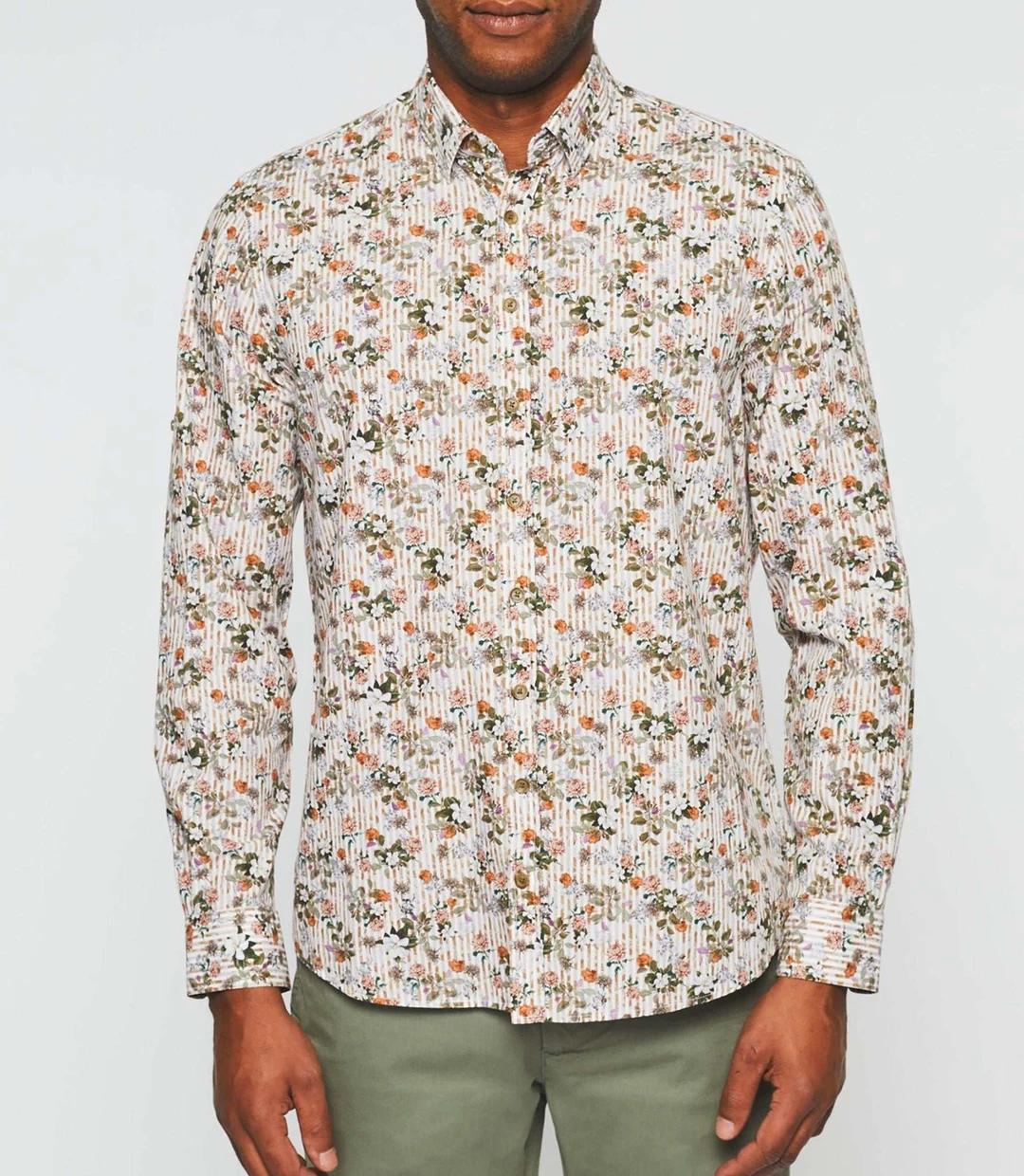 IZAC - Chemise casual imprimée beige kaki ''Kalidor''