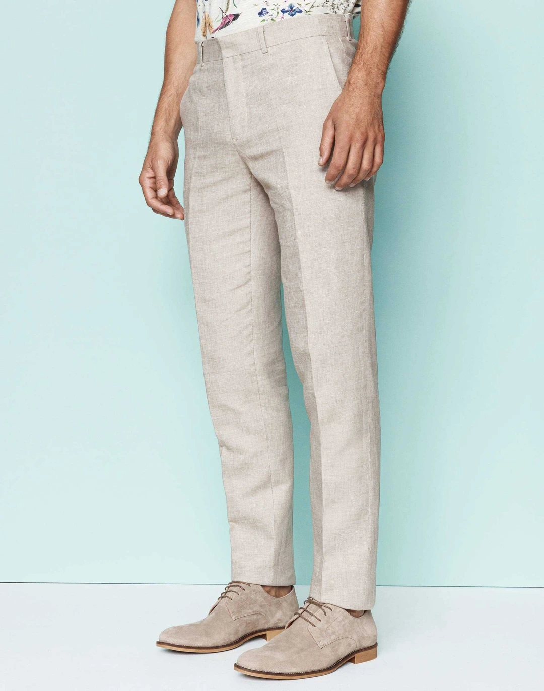 IZAC - Pantalon coton et lin beige ''Liverpool''