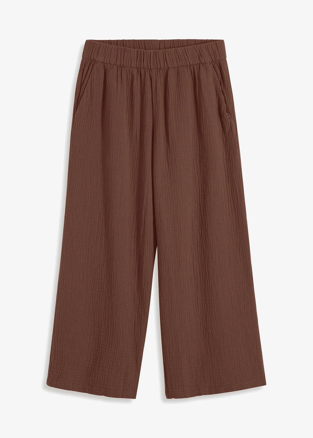 Pantalon large à pinces en gaze de coton