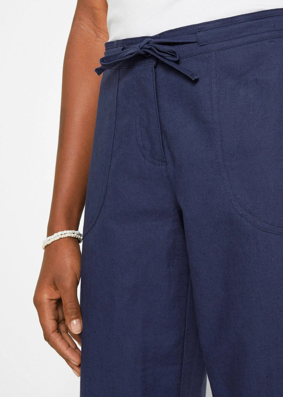 Pantalon 3/4 en lin majoritaire - 3