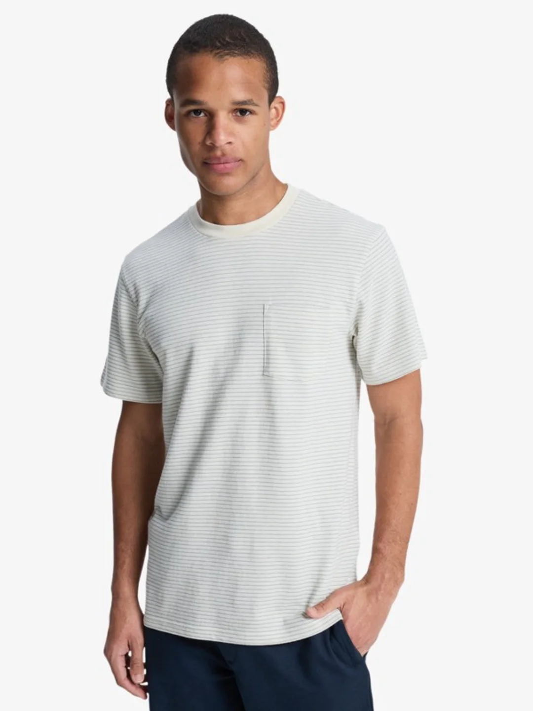 Lopaz Striped Pocket - T-Shirt à manches courtes pour Homme Blanc