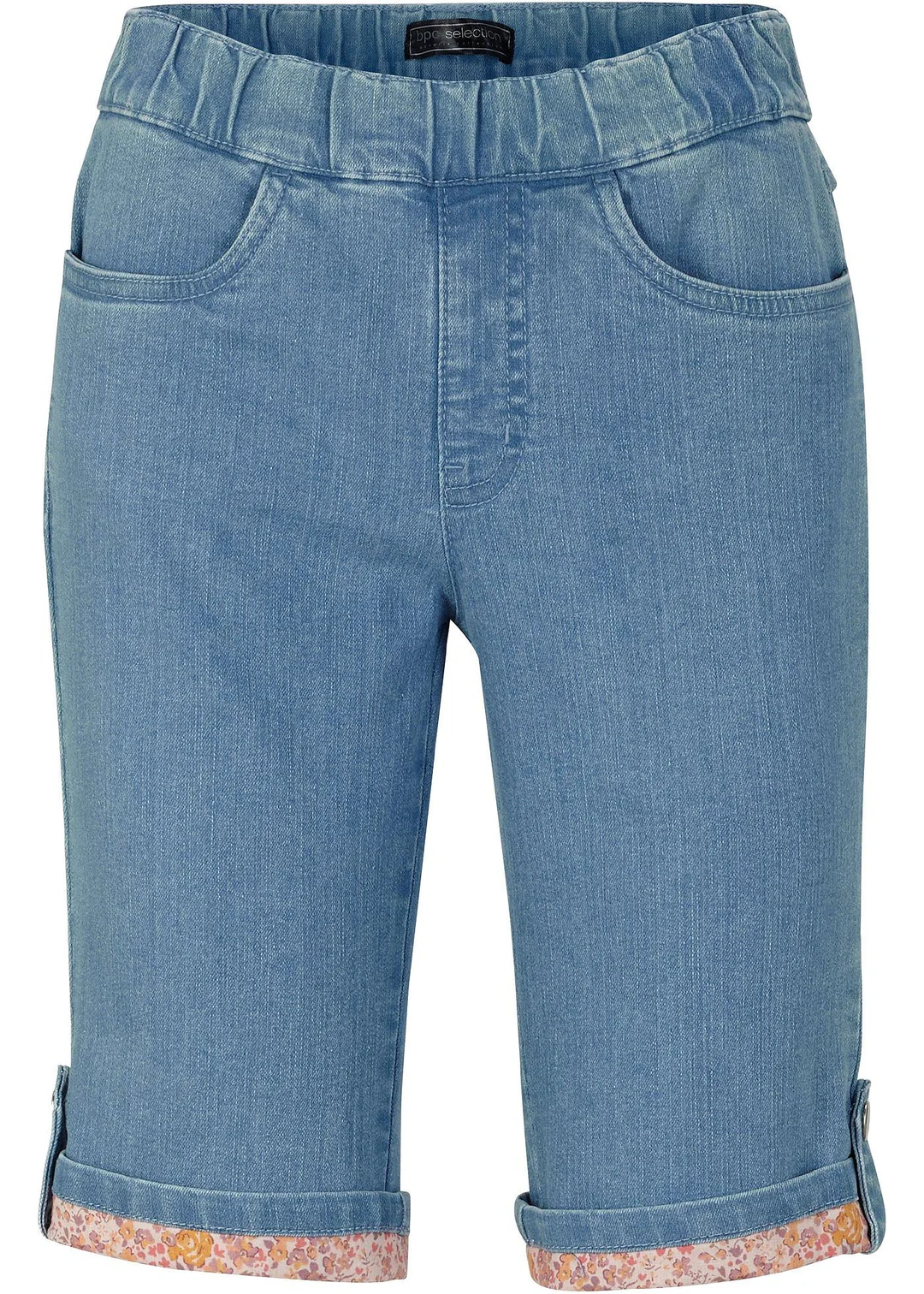 Bermuda en jean avec revers coloré
