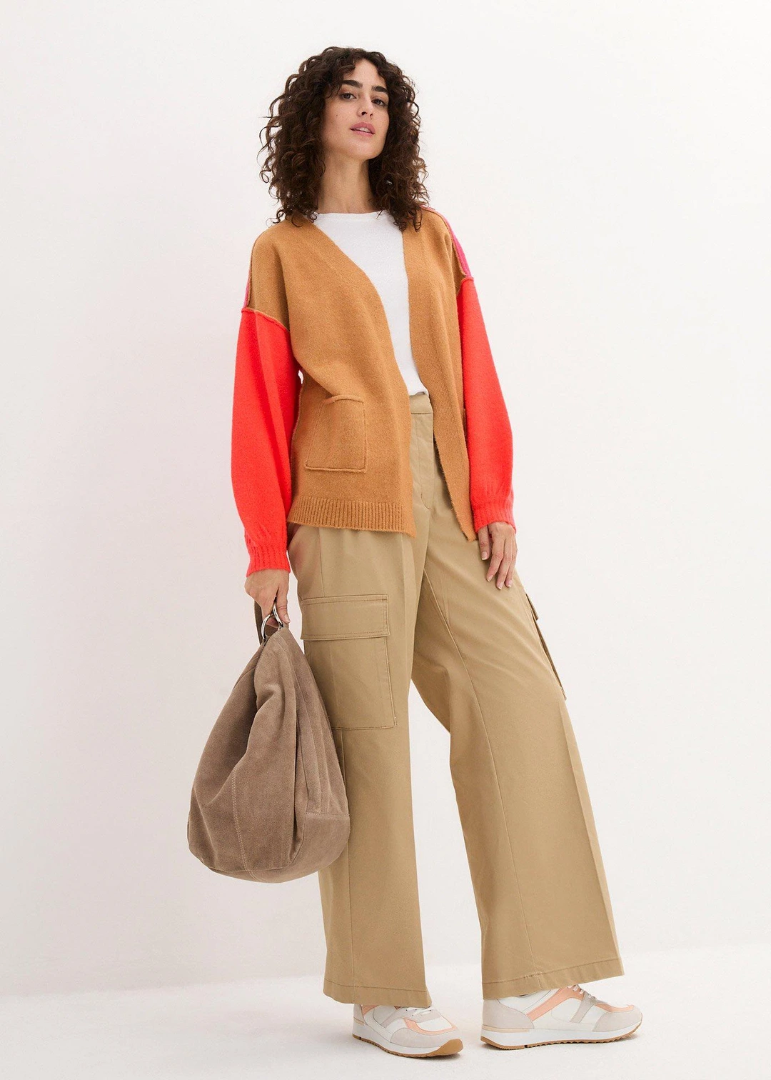 Gilet en maille oversize, motif color block