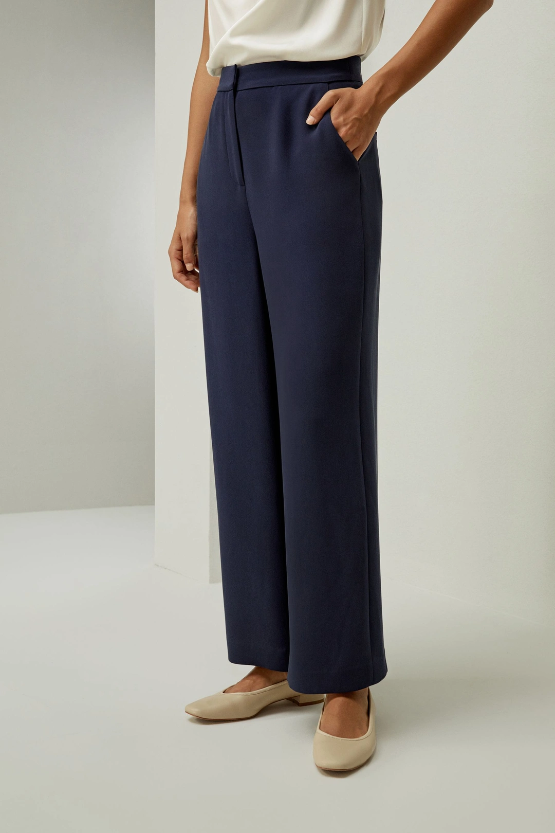 LILYSILK Pantalon En Soie La Coupe Droite Soie De Haute Qualité Mettant En Valeur La Féminité Modèle Classique Bleu Royal 48