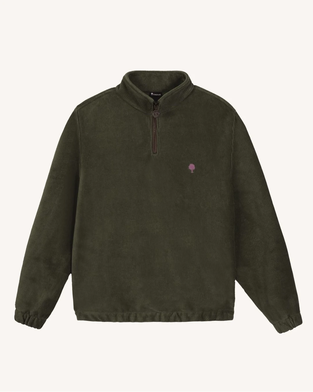 Sweat zippé vert olive foncé coton et tencel - AMBOISE - 2