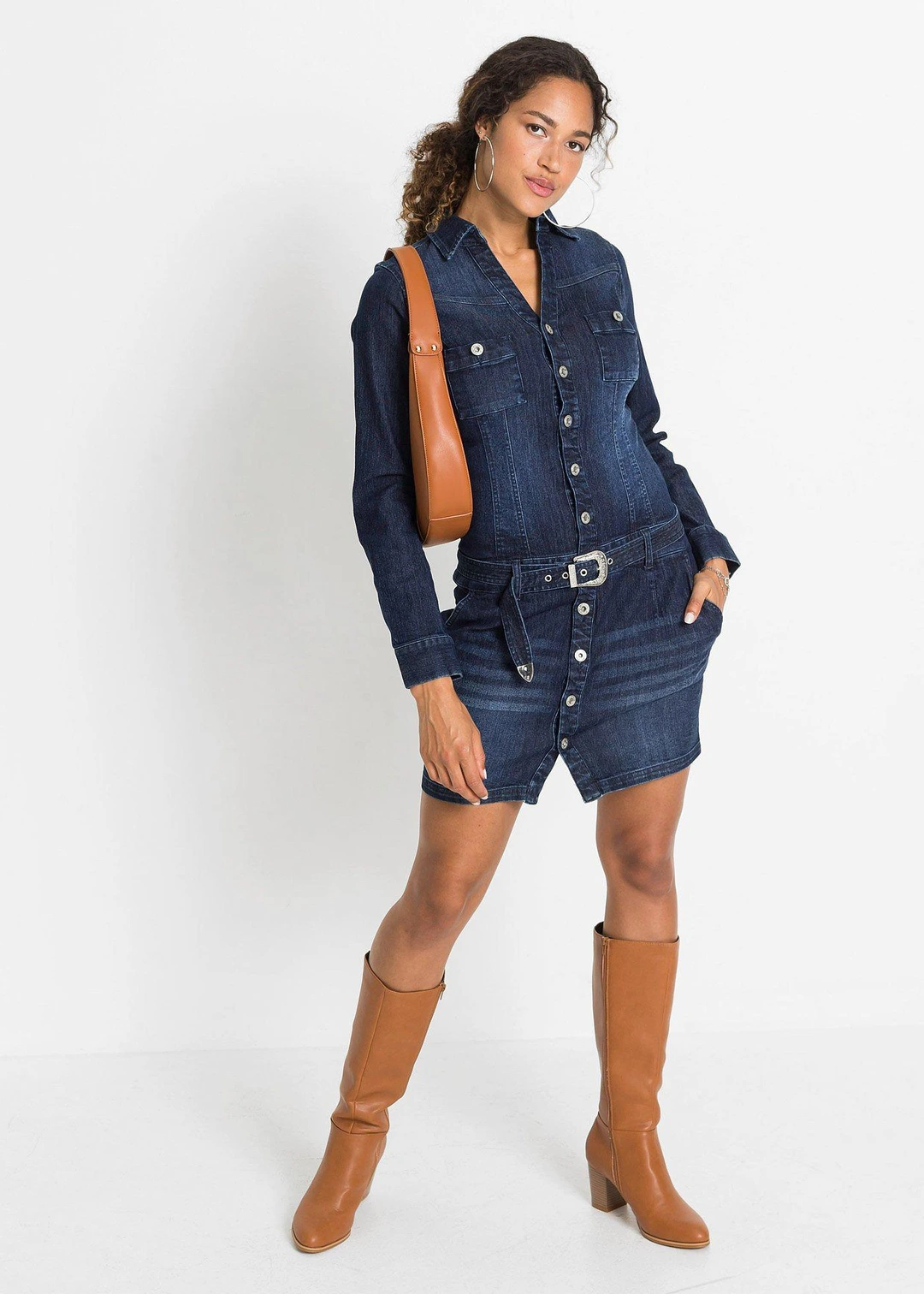 Robe en jean avec ceinture - 2