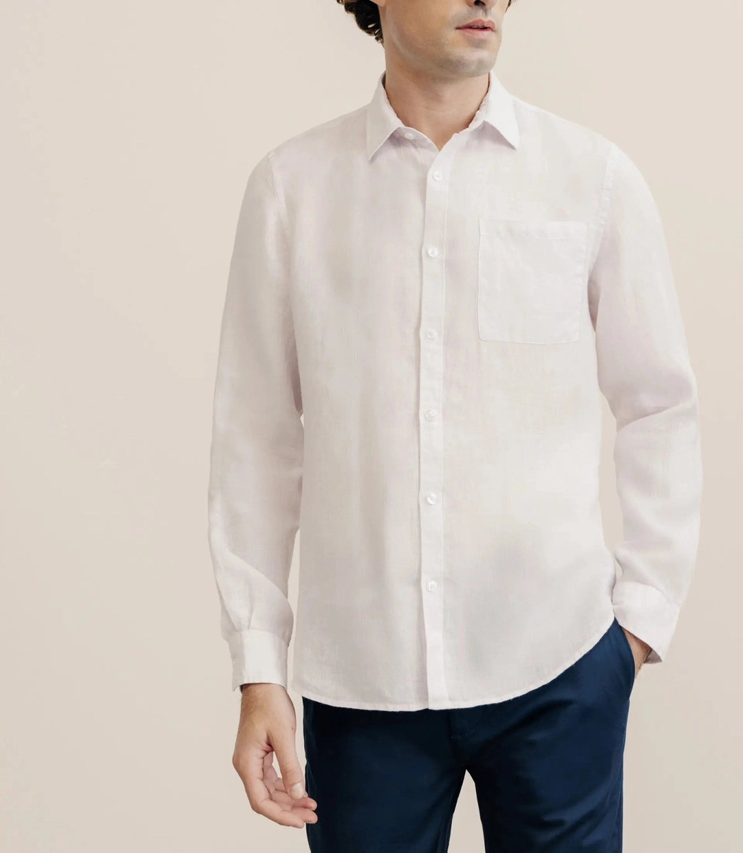 IZAC - Chemise regular 100% lin rose