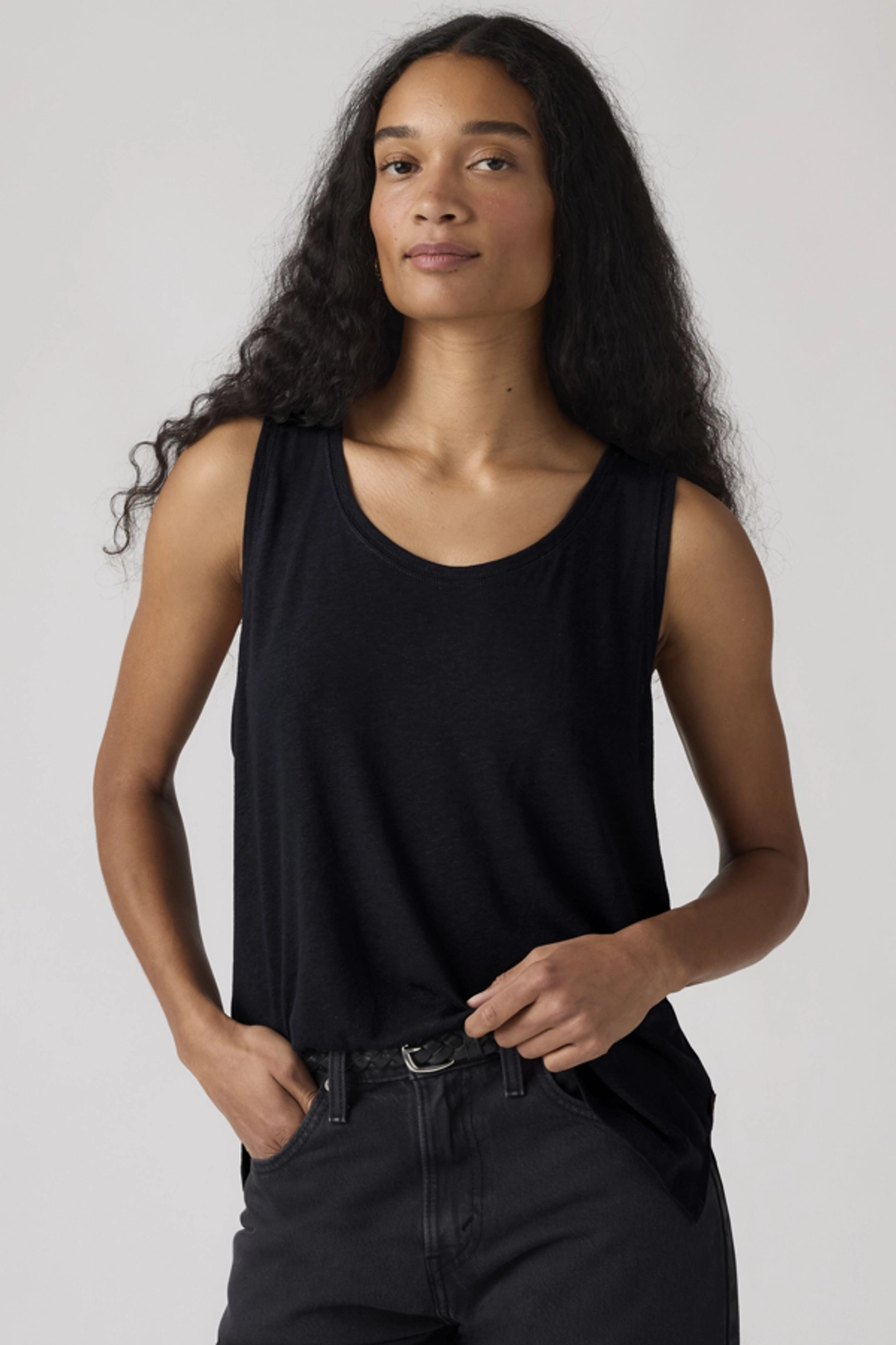 Levi's Débardeur Lori En Lin À Encolure Dégagée - Femme - Noir / Anthracite Night Linen - XS