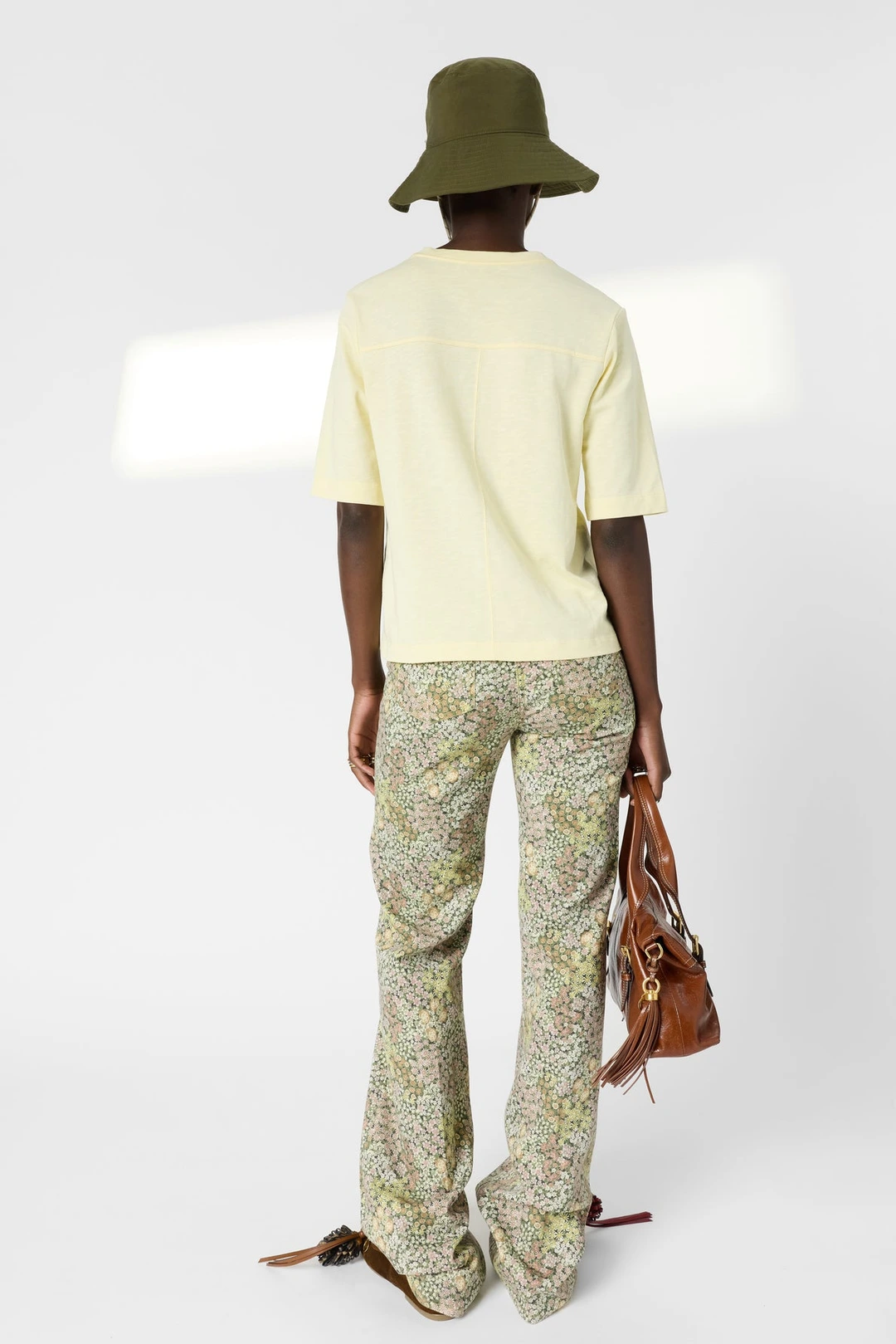 T-shirt V en coton - MARISA - Jaune - 4