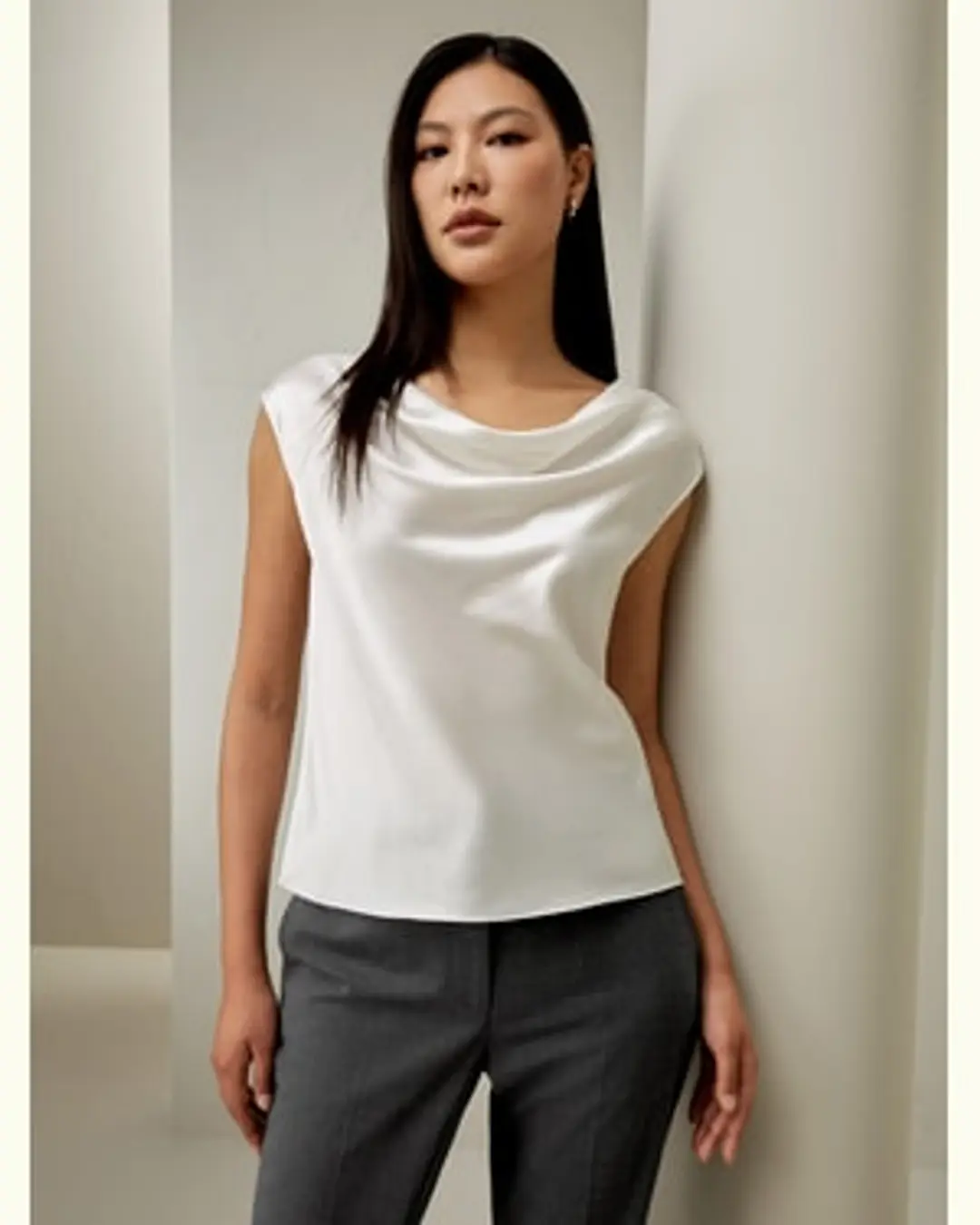 LILYSILK Haut En Soie Col Rond 100% Soie De Mûrier Vêtements Pour Femmes Petites Simple Et Classique Blanc Naturel Petite 34