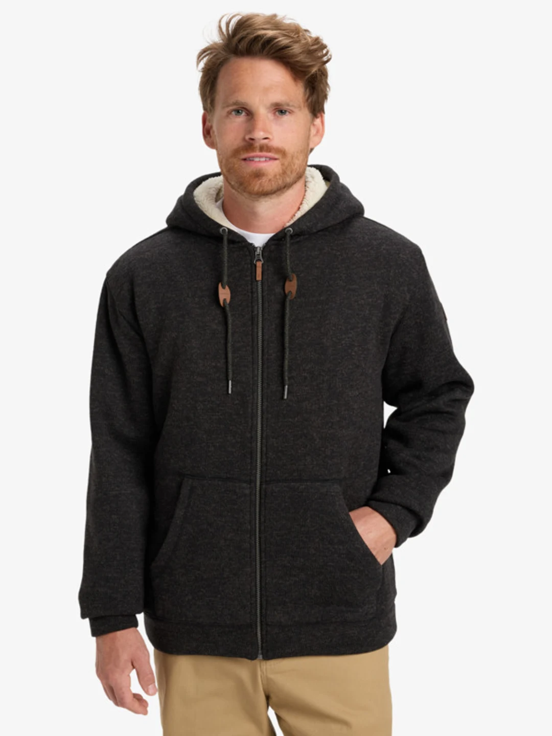 Keller Sherpa - Sweat à capuche Sherpa zippé pour Homme Noir