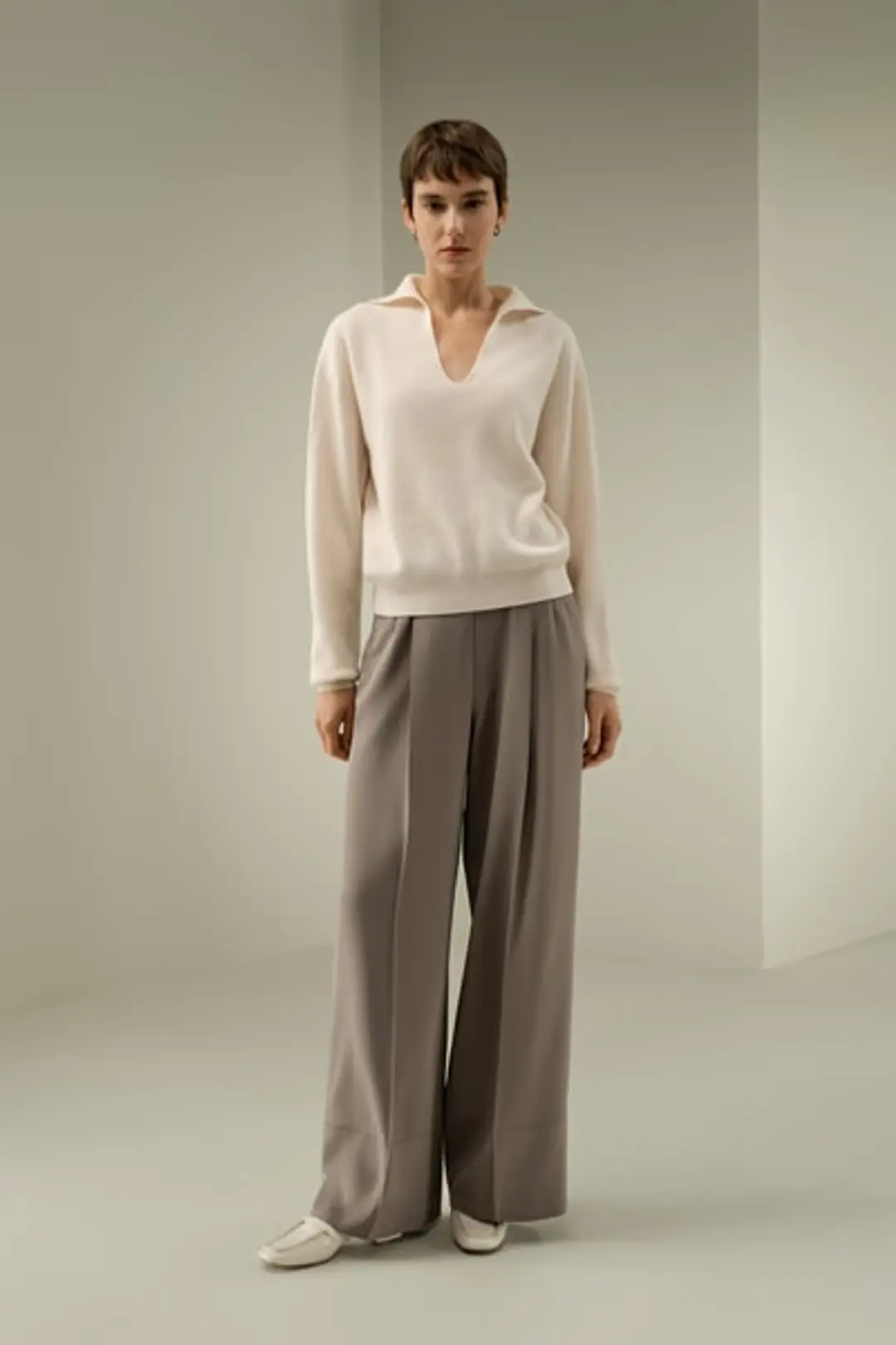 LILYSILK Polo Côtelé Cachemire Femme Tonnerre M - Doux, Léger, Respirant, Col V
