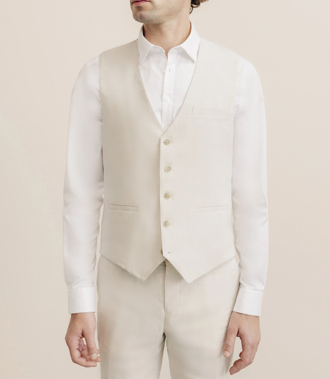 IZAC - Gilet 100% lin beige