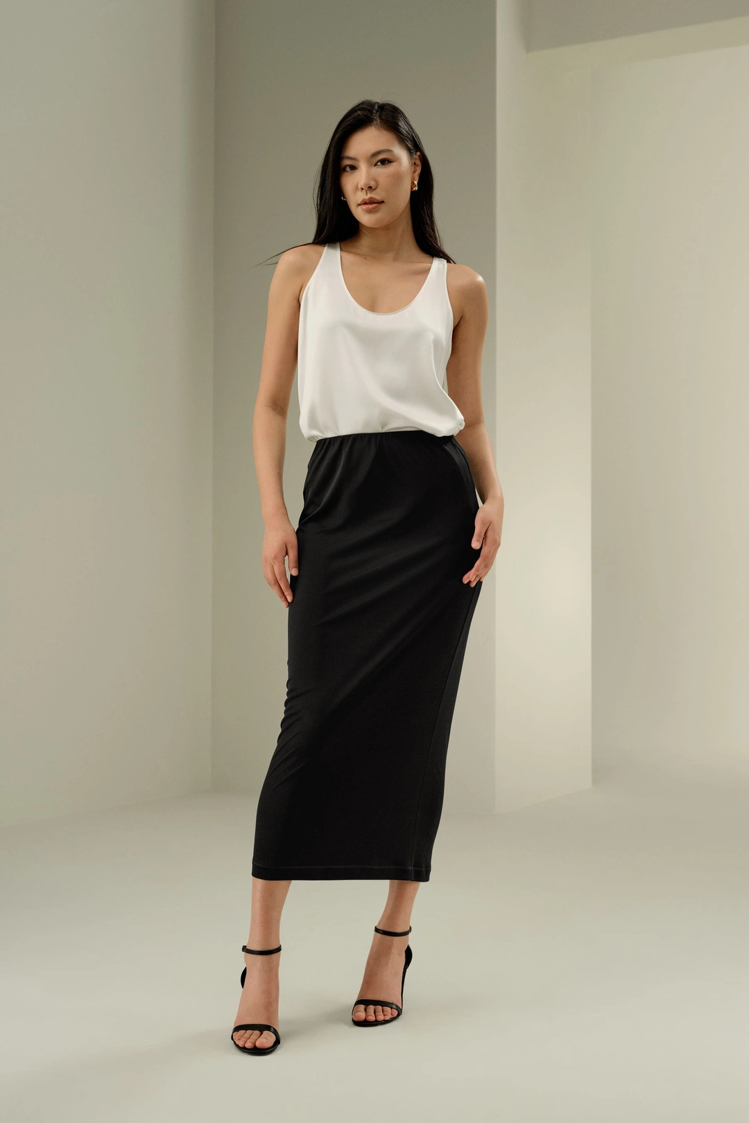 LILYSILK Jupe Midi Élégante En Soie Tissu Lavable En Machine Soie De Mûrier Texture Luxueuse Noir 42