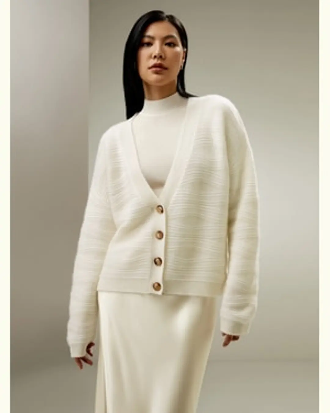 LILYSILK Cardigan À Épaules Tombantes Élégance Sans Effort Cachemire De Première Qualité Doux Pour La Peau Et Respirant Facile À Assortir Blanc Xl