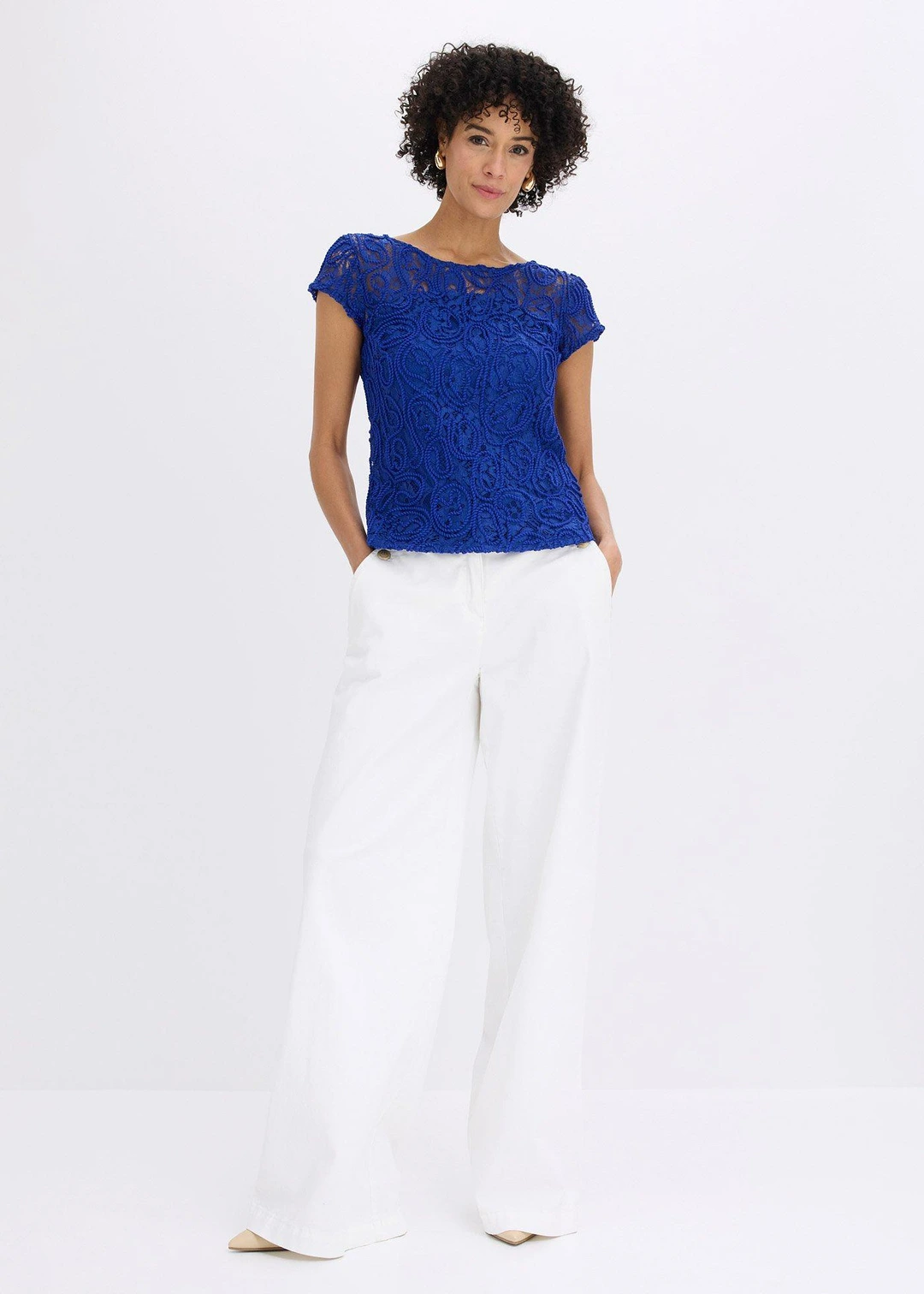 Blouse manches courtes en dentelle - 2