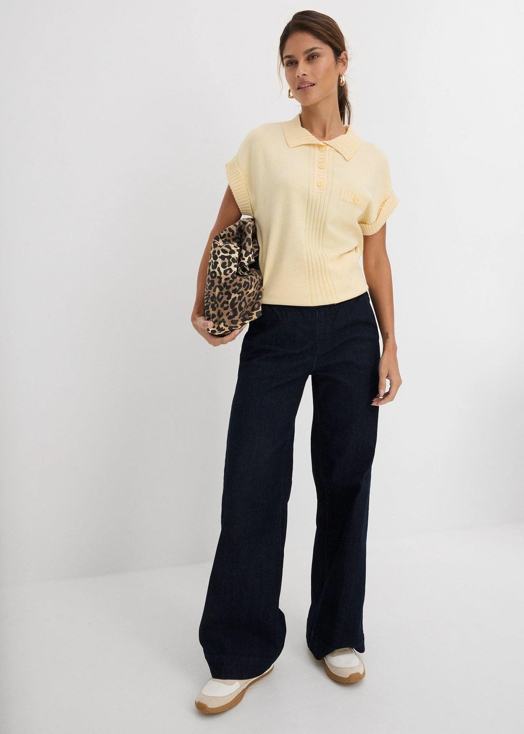 Jean large taille mi-haute, extensible - 2