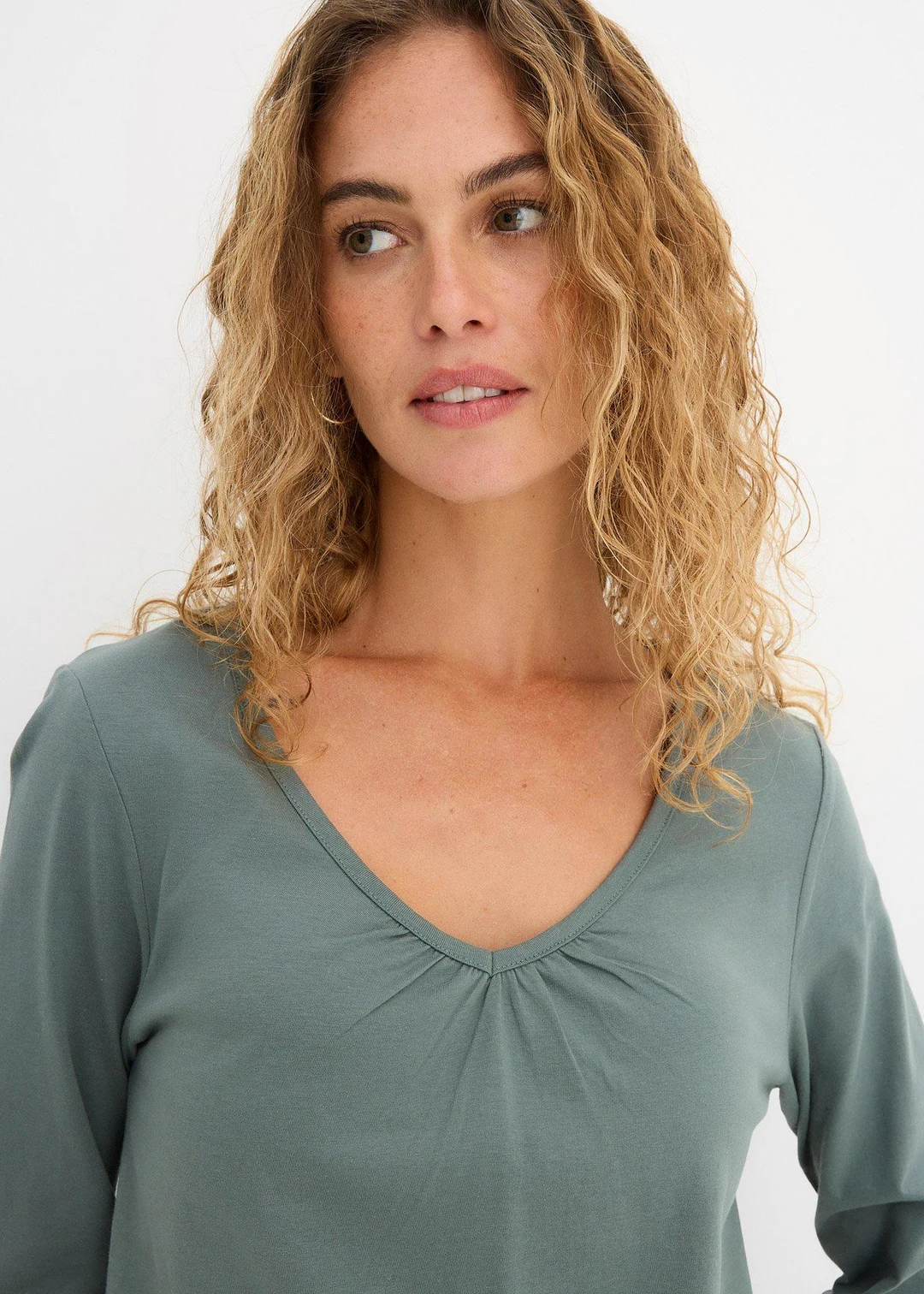 T-shirt manches longues 100% coton, finitions élastiquées