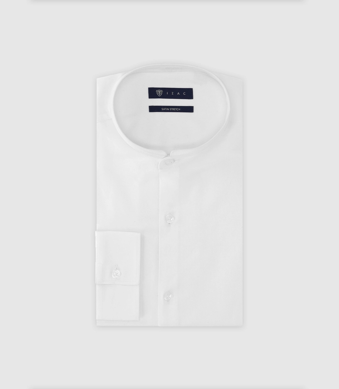 IZAC - Chemise col mao en satin blanche