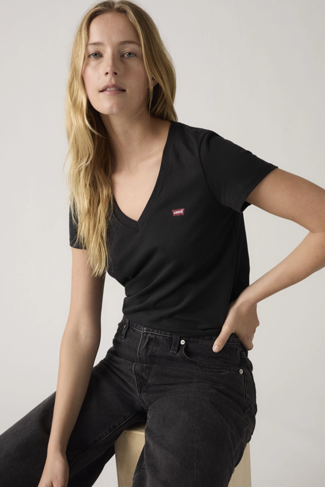 Levi's T Shirt Col V Perfect (lot De 2) - Femme - Multicolore / 2 Pack V Neck White + & Caviar - 2XS - 2