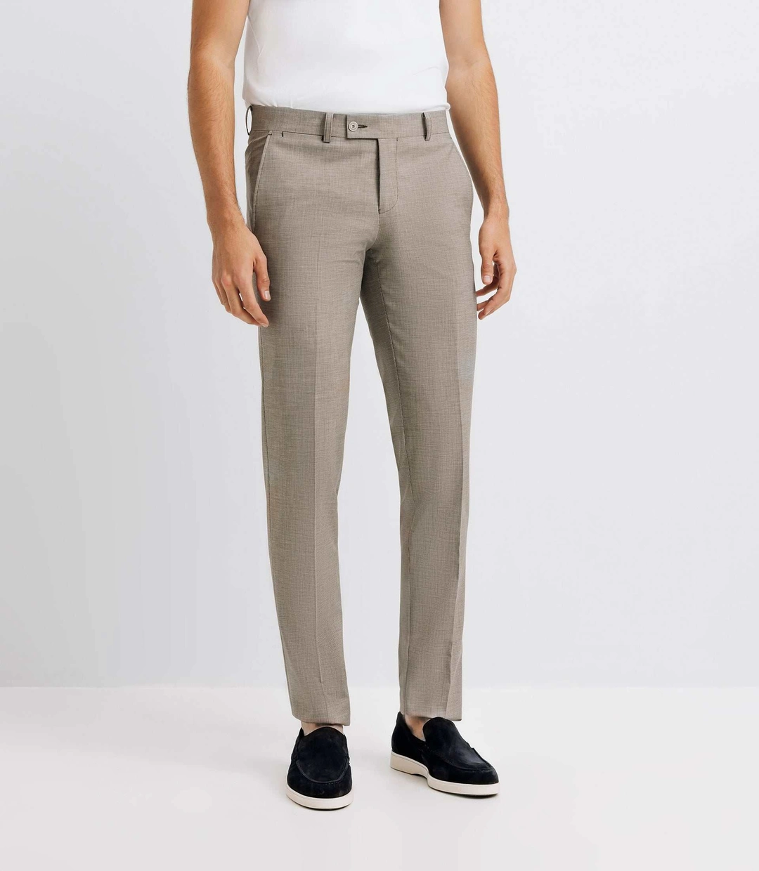 IZAC - Pantalon ville motif pied de puce marron