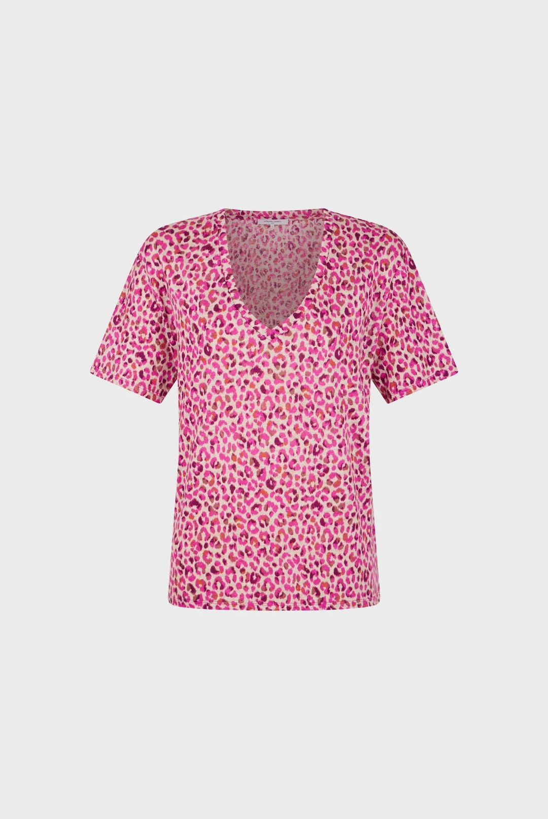 T-shirt V imprimé léopard - MISHA - Fuchsia