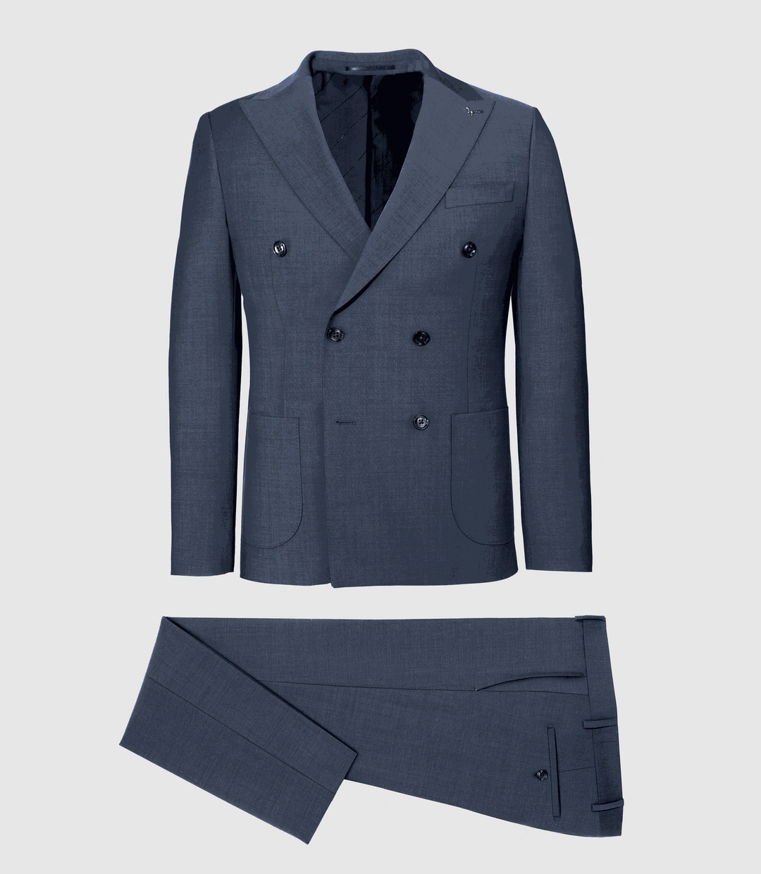 IZAC - Costume croisé bleu denim