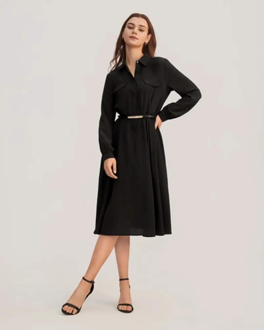 LILYSILK Robe en Soie 100 Soie Coupe Régulière Légère Infroissable Bleu Marine L