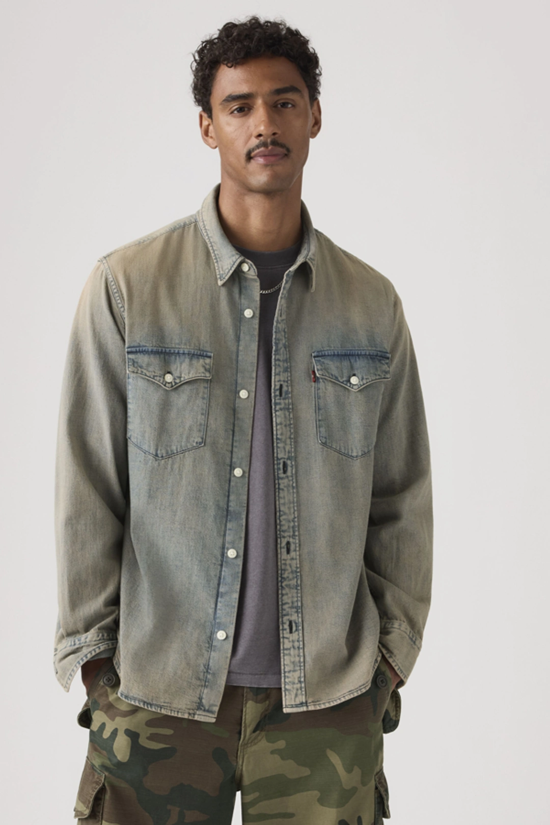 Levi's Chemise Western Relaxed - Homme - Bleu / Grand Dark Railroad Stripe - 2XL