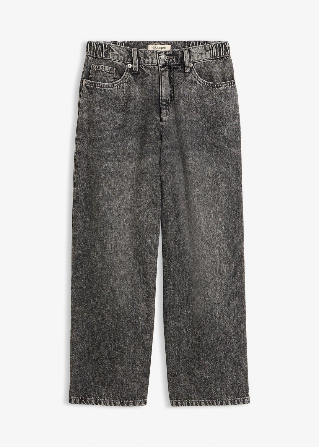 Jean large et droit, taille mi-haute, cropped