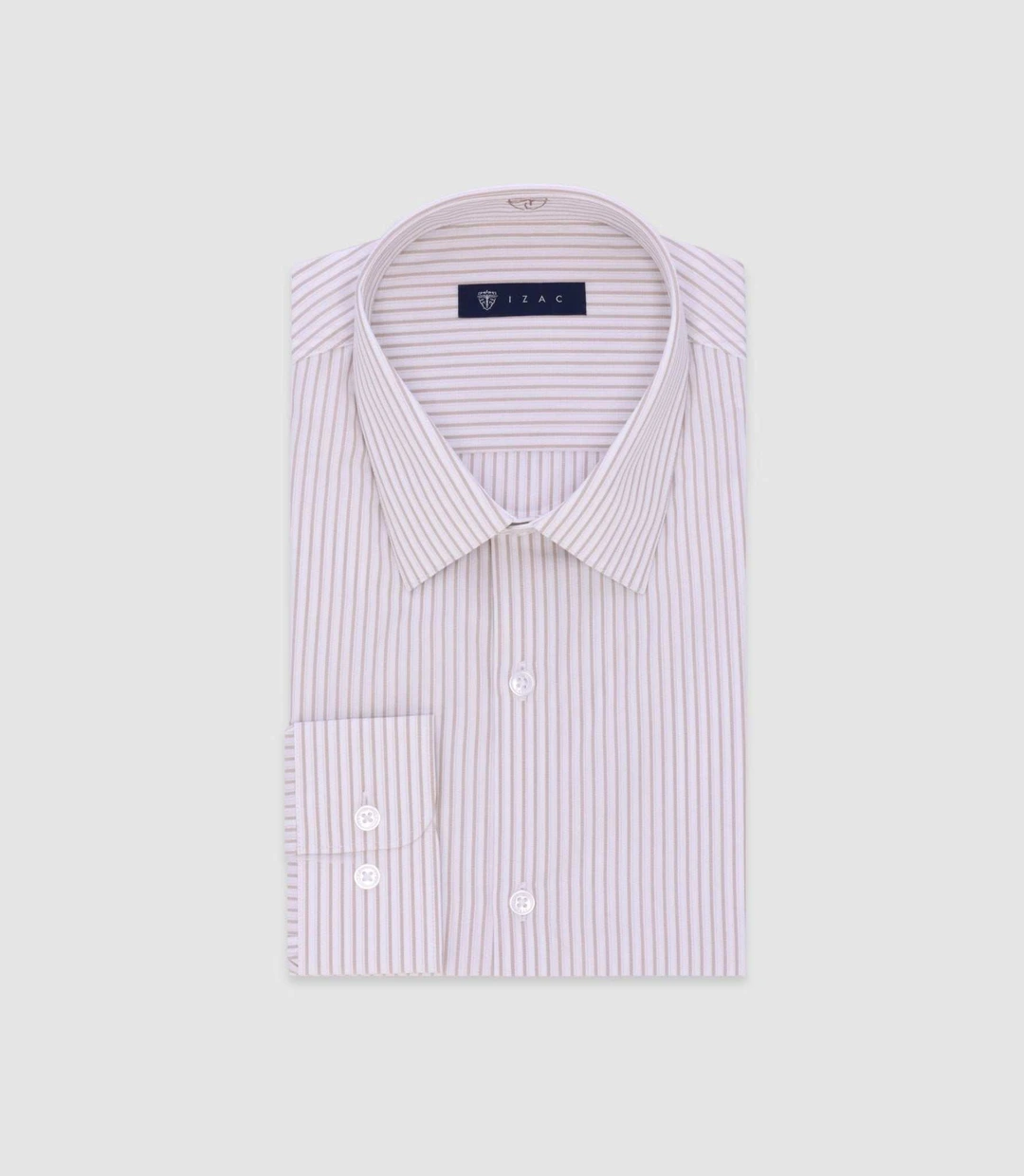 IZAC - Chemise ajustée rayée beige