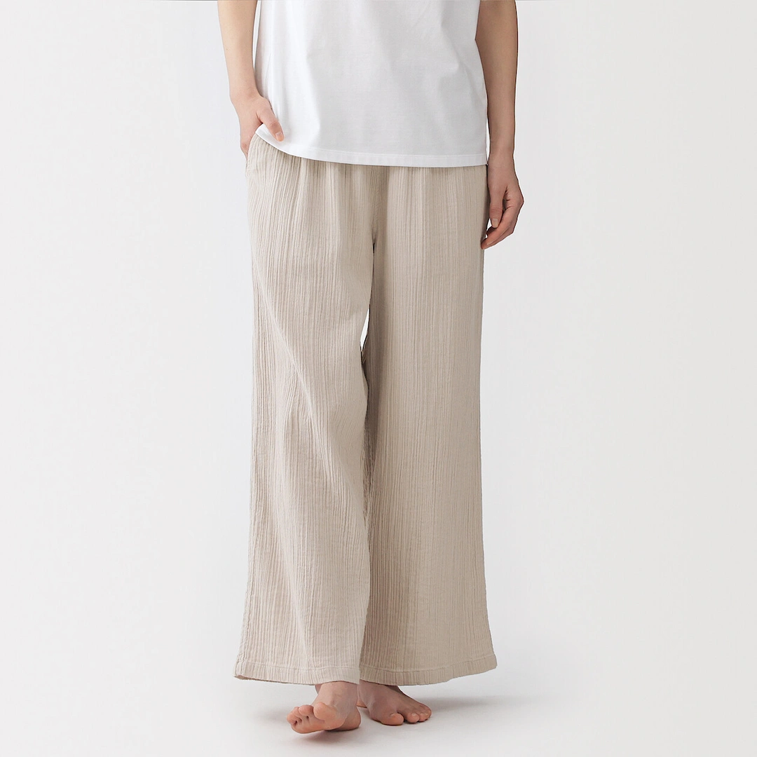 Pantalon de détente en gaze crêpe pour femme