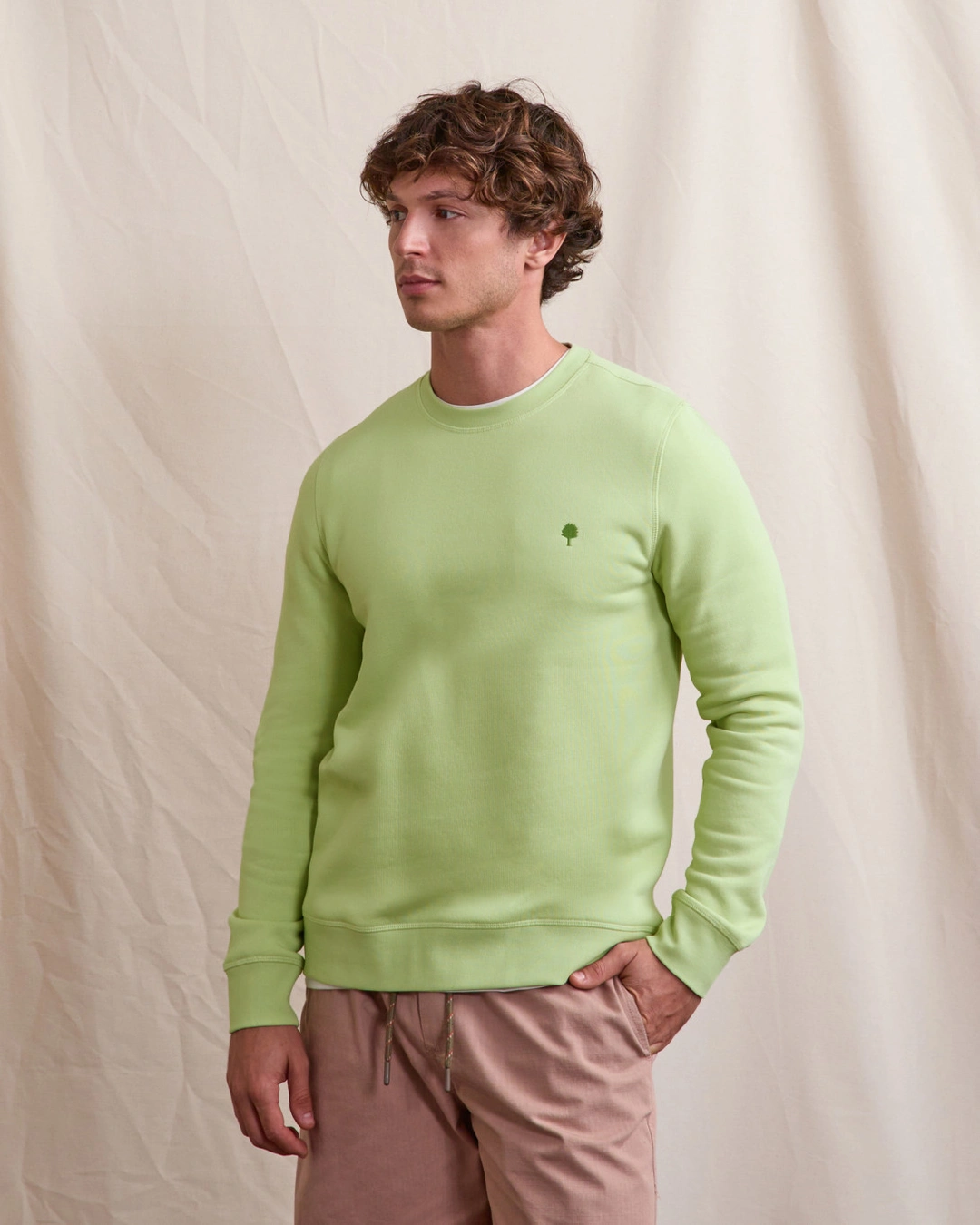Sweat col rond vert clair grisé - DONZY
