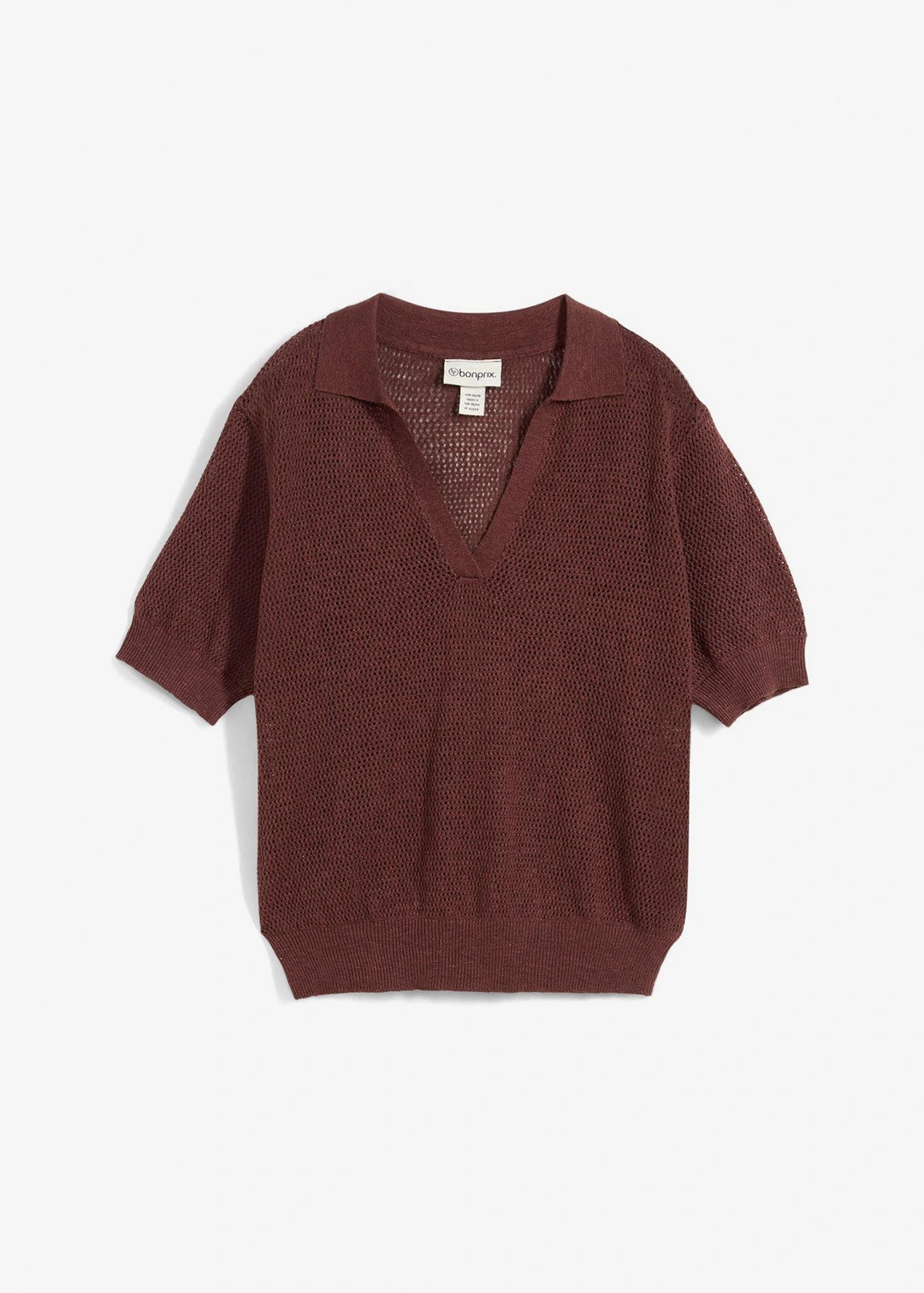 Polo en maille ajourée avec lin