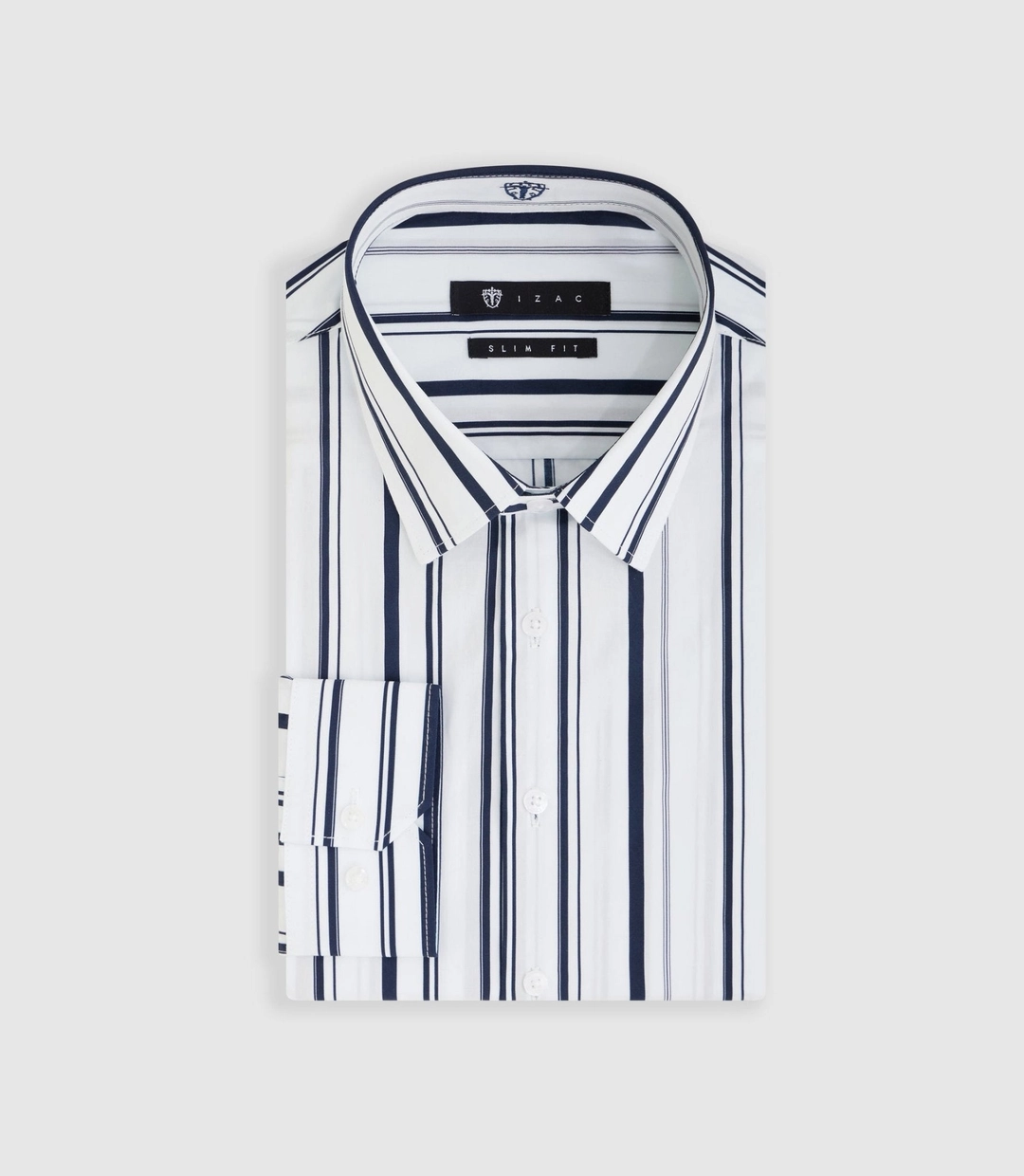 IZAC - Chemise à rayures blanche et marine ''Manil''
